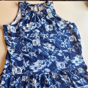 LOFT Blue and White Patterned Dress